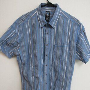 Kuhl Suncel Blue Striped Short-Sleeve Button-Up Hiking Outdoors Shirt XL
